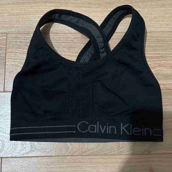 CalvinKlein Performance Seamless Impact Sports Bra Grey/Black Reversible sizexs - Picture 3 of 6